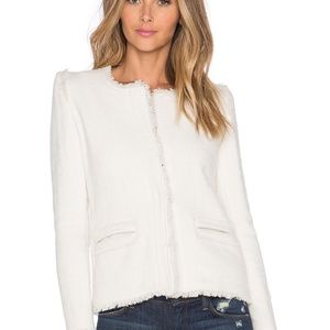 IRO $1200 Anglet Frayed Trim Tweed White Wool Crop